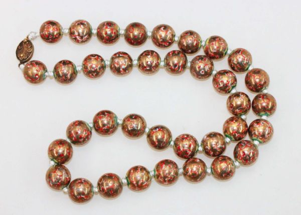 "Old Gold" Porcelain Bead Necklace