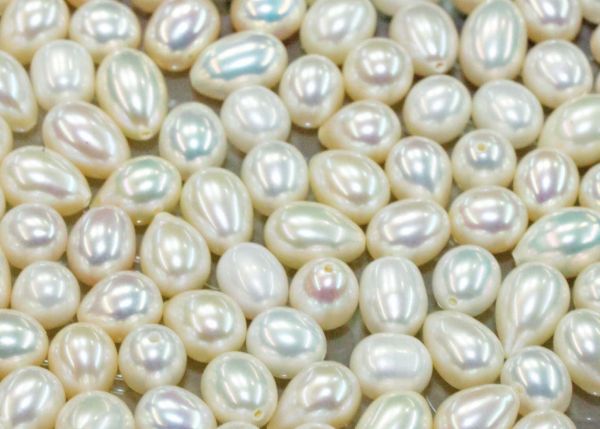White Oval & Pear Half-drilled  Freshwater Pearls