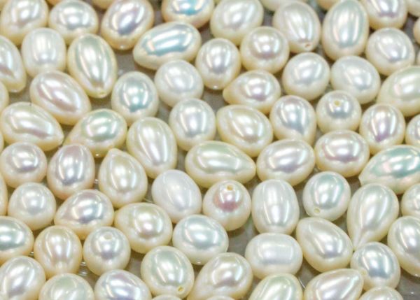 White Oval & Pear Half-drilled Freshwater Pearls