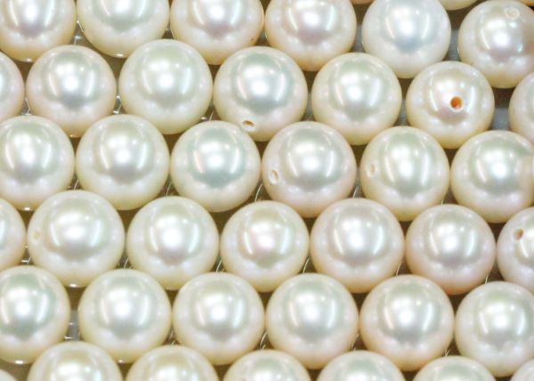 White Round Half-drilled Freshwater Pearls