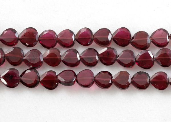 Garnet Heart-Shaped Bead Strands
