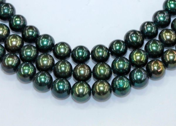 Freshwater Cultured Hunter Green Pearls Round Strands - 8-9mm