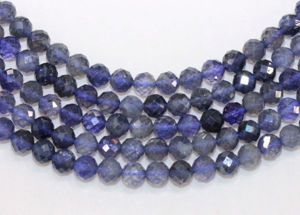 Iolite Faceted Round Bead Strands - 4mm