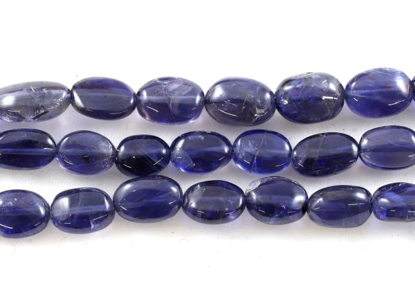 Iolite Lotus Bean Bead Strands