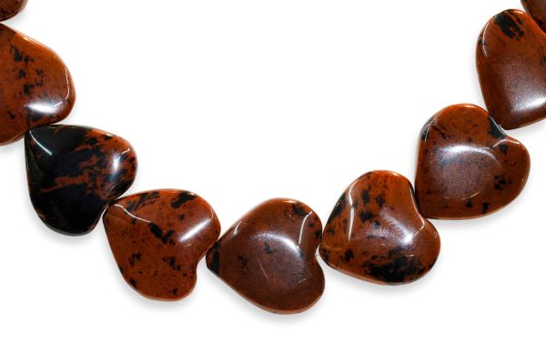 iron jasper heart bead strand