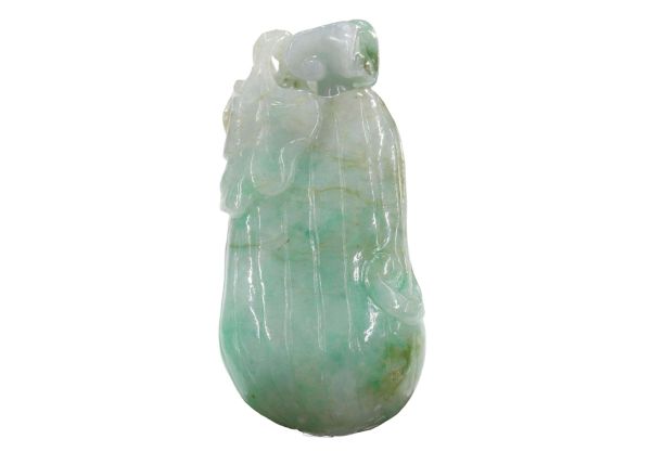 Natural Jadeite Hand-Carved Snuff Bottle - Melon with Worm