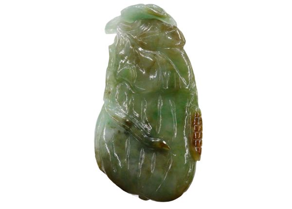 Natural Jadeite Hand-Carved Snuff Bottle - Melon with Worm