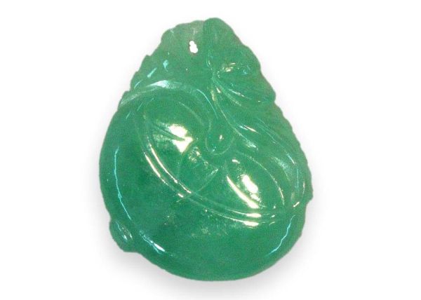 Natural Jadeite Hand-Carved Pendant - Plump Gourd