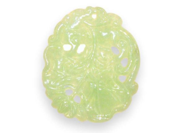 Jadeite Pendant - Lotus Flower and Lotus Pad