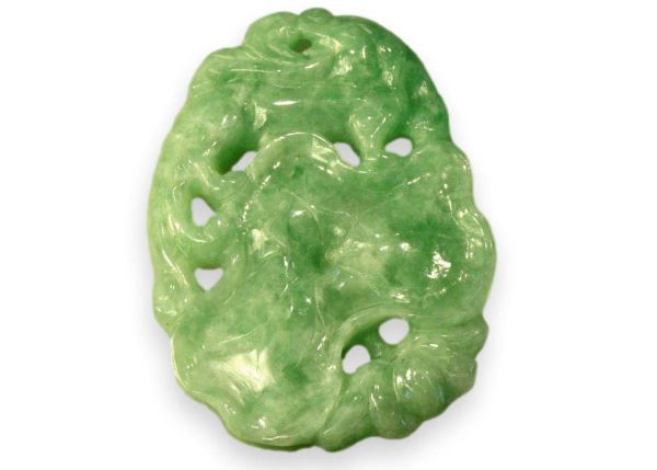 Natural Jadeite Hand-Carved Pendant - Lotus Pad & Flower