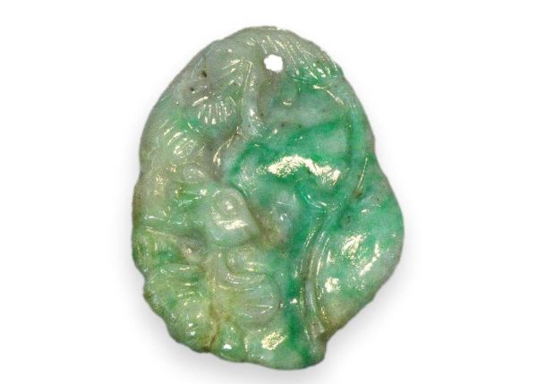 Natural Jadeite Hand-Carved Pendant - Squirrel in Tree
