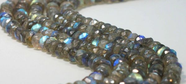 7mm Faceted Rondel Labradorite Beads