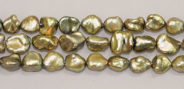 8-9mm Light Moss Keshi Pearls