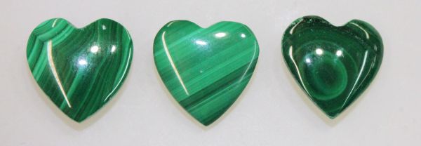 Malachite Hearts - Half-Drilled