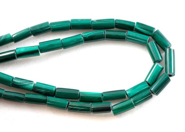 Malachite Cylinder Bead Strand - 4x8mm