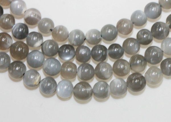 Black Moonstone Round Bead Strands