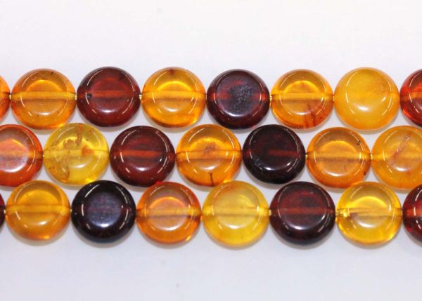 Natural Multi-Color Amber Side-Drilled Disc Bead Strands - 9mm