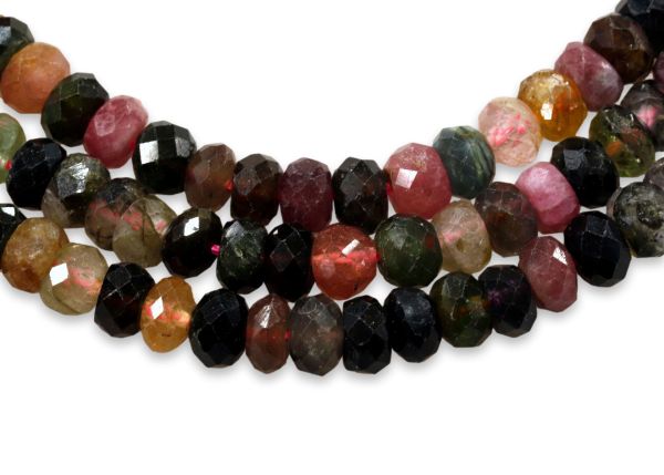 Wholesale Multi Color Tourmaline Rondel Beads 6 - 6.5 mm