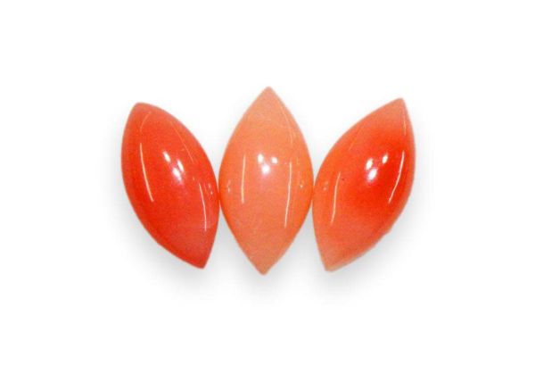 Coral Navette Cabochons 4 x 8 mm
