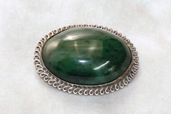 Nephrite Jade in Sterling Setting - pin or a pendant.