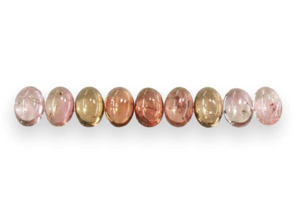 Tourmaline Oval Cabochon 9 pc. Suite, 5x7mm - "Pink Champagne"