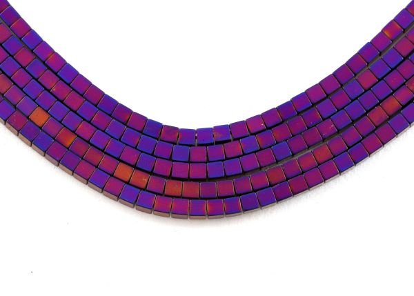 Purple Plated 2x2mm Cube Beads