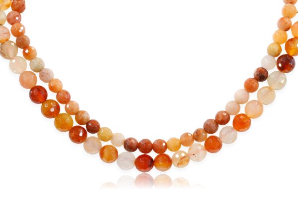 Natural Red Jade Faceted Round Bead Strands