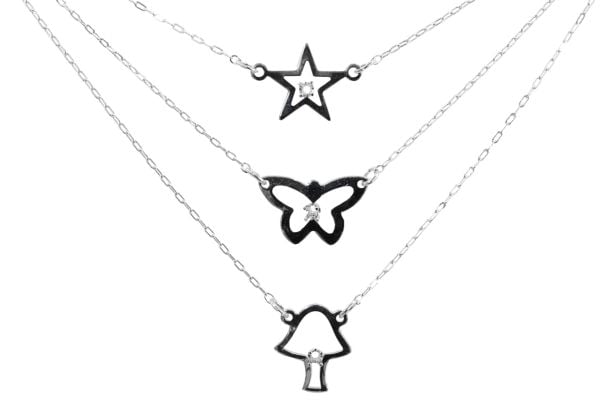 Rhodium plated Sterling Silver Charm Necklaces
