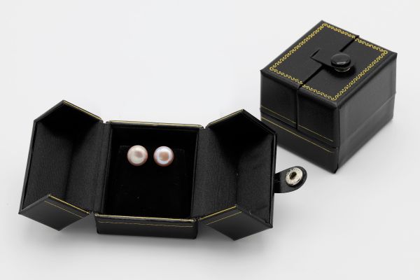 Double Door Earring Boxes - Black Leatherette