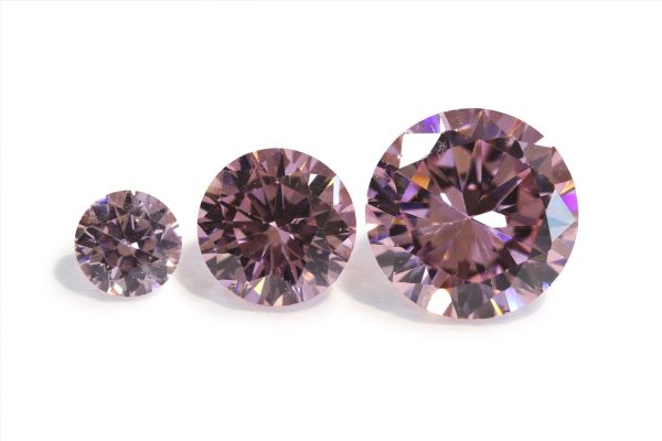 round faceted pink cubic zirconia 