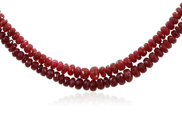 Ruby Faceted Rondels @ $105.00