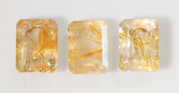 Rutilated Quartz Faceted Octagon - 6x8mm