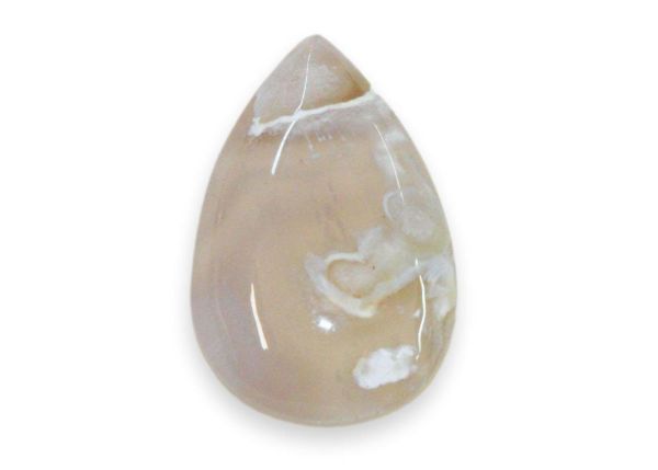 Sakura Agate Pear Cabochon, 12.28 gm. - 25x39mm