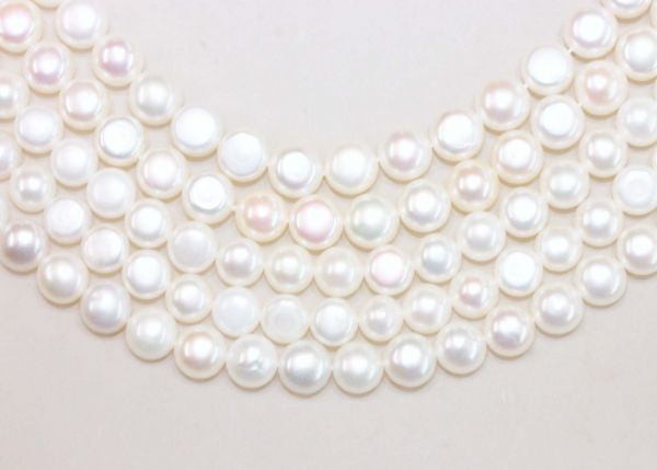 White Side Drilled Button Pearls