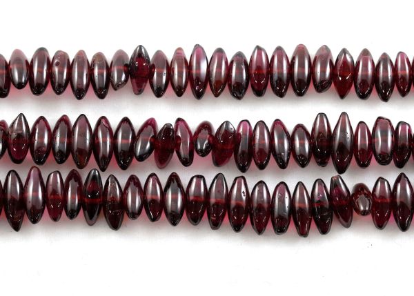 Garnet Smooth "Rice" Oval Beads Side-Drilled Strands