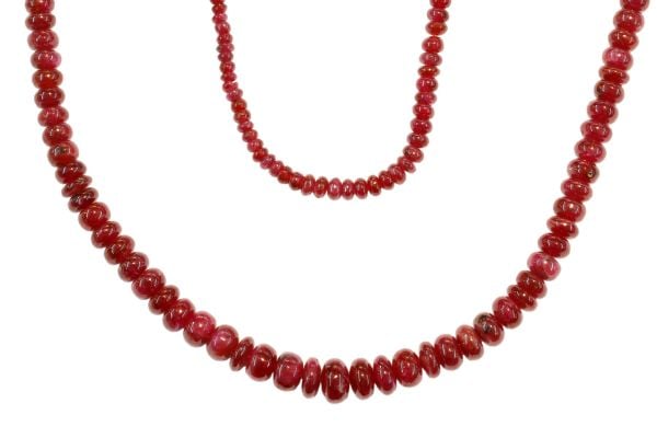smooth rondel ruby beads 