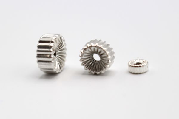 Sterling Silver Corrugated Donuts Beads 