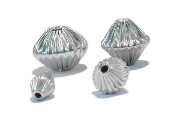Sterling silver corrugated lantern beads
