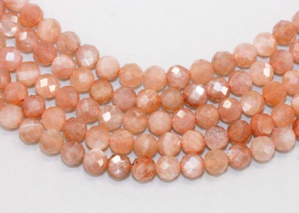 Sunstone Faceted Round Bead Strands - 4mm