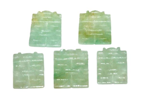 Natural Jadeite Hand-Carved Tiles - Lot of 5