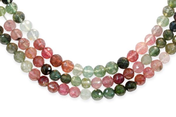 Tourmaline Faceted Round Bead Strands