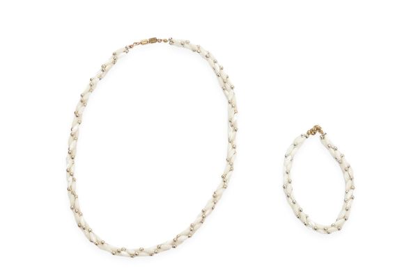 Mother-of-Pearl Twisted Necklace & Bracelet
