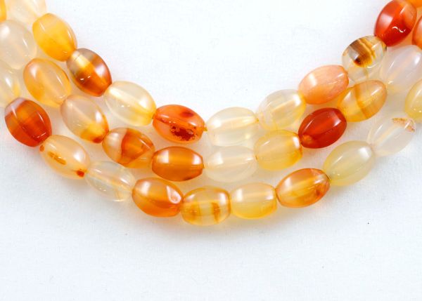 Variegated Carnelian Hexagonal Beads - 6x9mm
