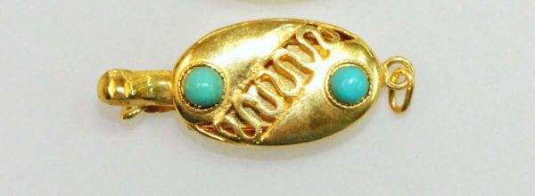 Box Clasps with Turquoise Cabochons