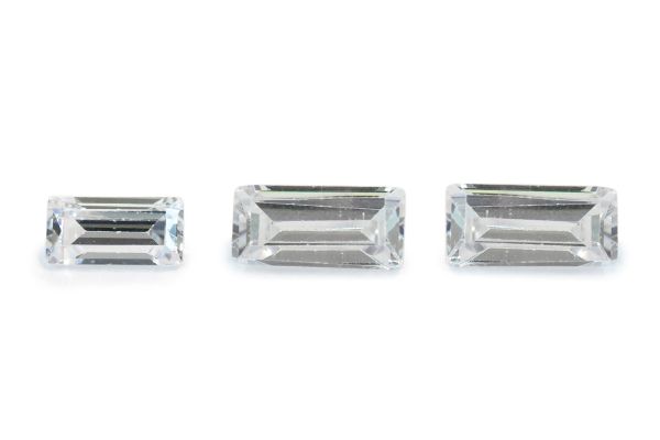 Cubic Zirconia Faceted Straight Baguettes - White