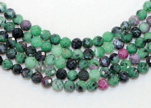 Ruby in Zoisite Faceted Round  Bead Strands - 4mm