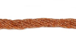 Natural Sunstone Faceted Round Bead Strands - 4 mm